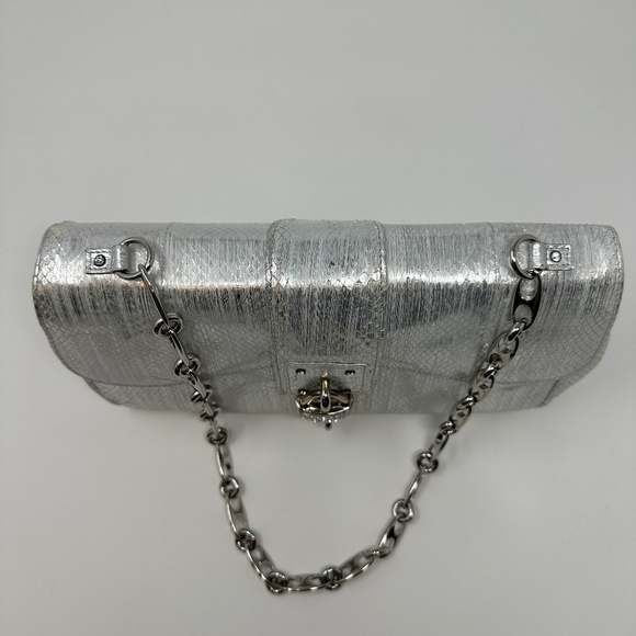 Ferragamo Snakeskin Metallic Silver Crystal Bag - Picture 6 of 12